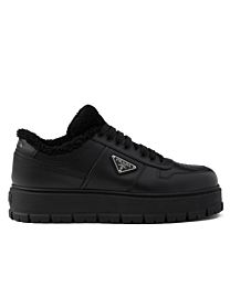 Prada Women's Leather Laced Sneakers Black