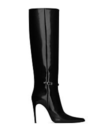 Saint Laurent Women's Vendome Boots In Glazed Leather Black