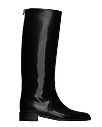 Saint Laurent Women's Hunt Boots In Glazed Leather Black